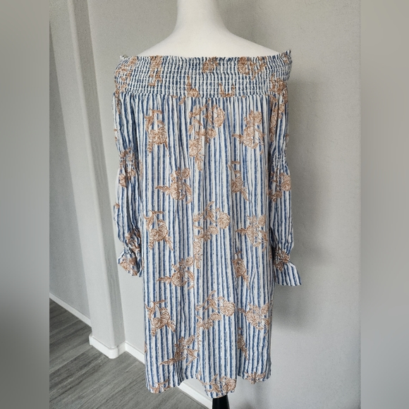 Maverick The Collection Off Shoulder Tunic Dress Ruffle Striped Floral Size S - Picture 6 of 13